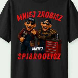 mniej zrobisz mniej spierdolisz koszulka dla mechanika zabawna na prezent